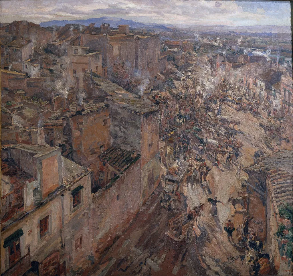 Market Day in Torroella, by Francisco Gimeno Arasa, oil, 1902
