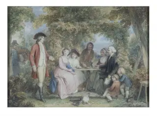 Young Thornhill introducing himself to the Primrose Family, by John Masey Wright, watercolor, 1850