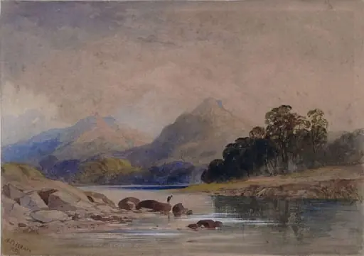 River Scene, by Henry RI Pilleau, watercolor, 1859