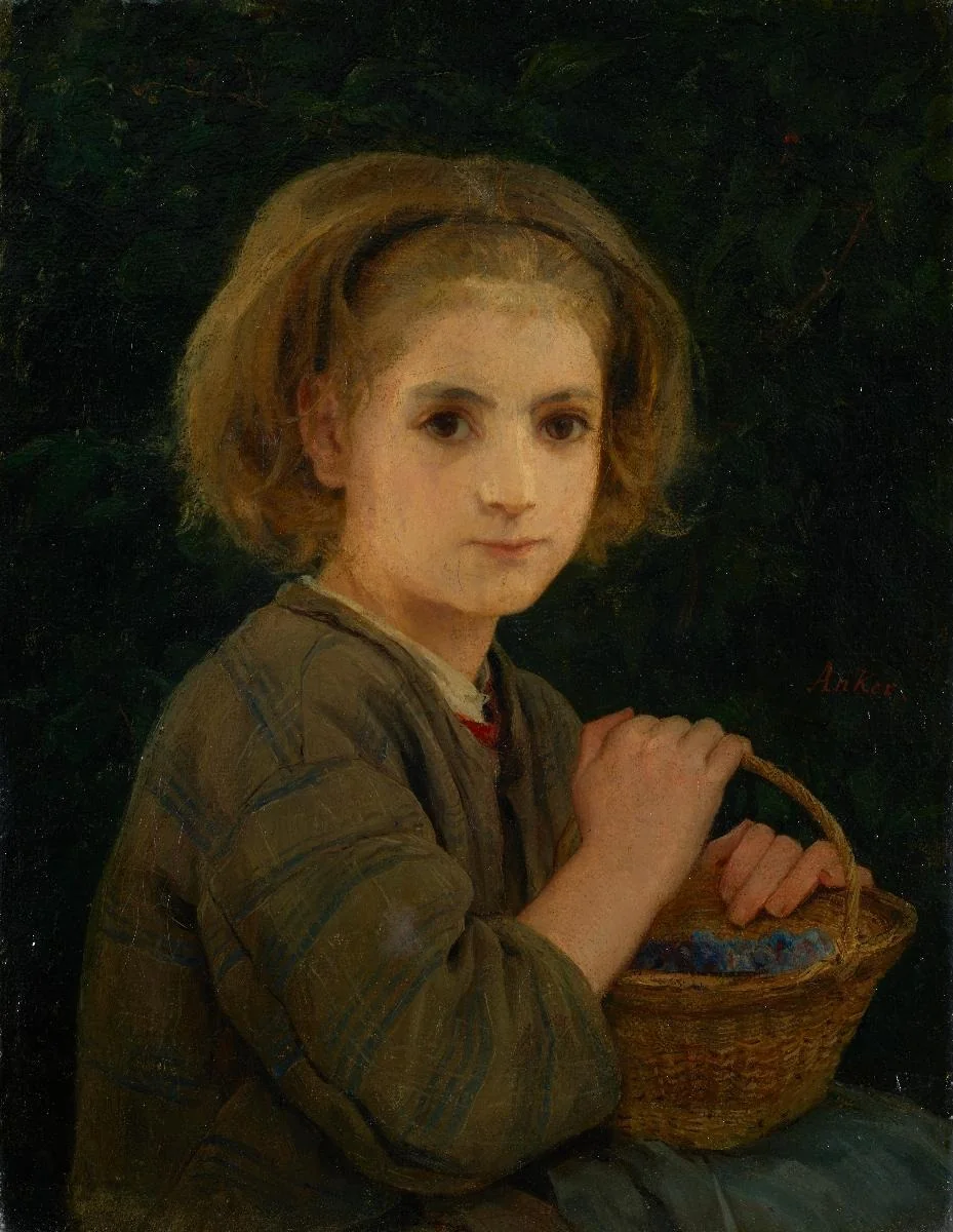 Bildnis eines Mädchens mit Korb, detail