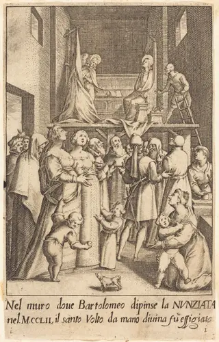 Painting of the Annunciation, by Jacques Callot, ink, 1619