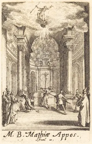 The Martyrdom of Saint Matthias, by Jacques Callot, ink, 1634