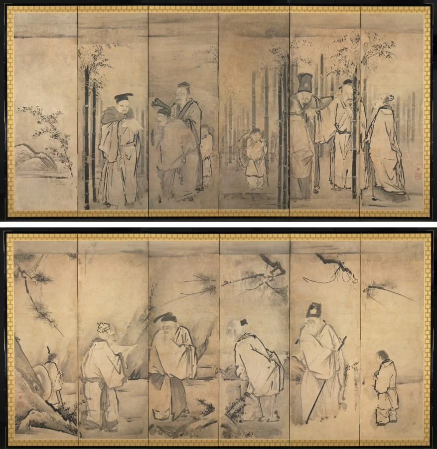 Seven Sages of the Bamboo Grove; Four Elders of Mt. Shang, detail