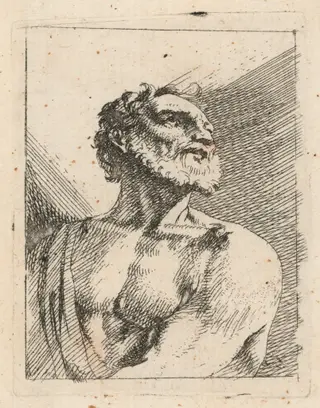Bust of a Bearded Man, by Johann Heinrich Schönfeld, ink, 1626
