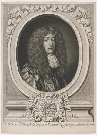 Sir Thomas Isham, by David Loggan, ink, 1676