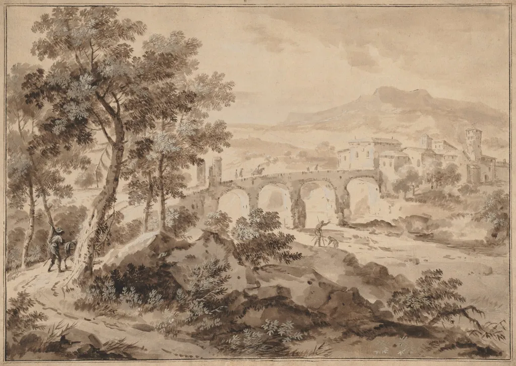 Landscape with Bridge, by Marco Ricci, 1714