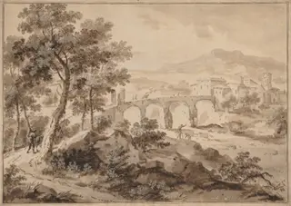 Landscape with Bridge, by Marco Ricci, 1714