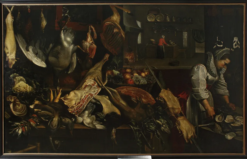 Kitchen interior, by Frans Snyders, oil, 1608