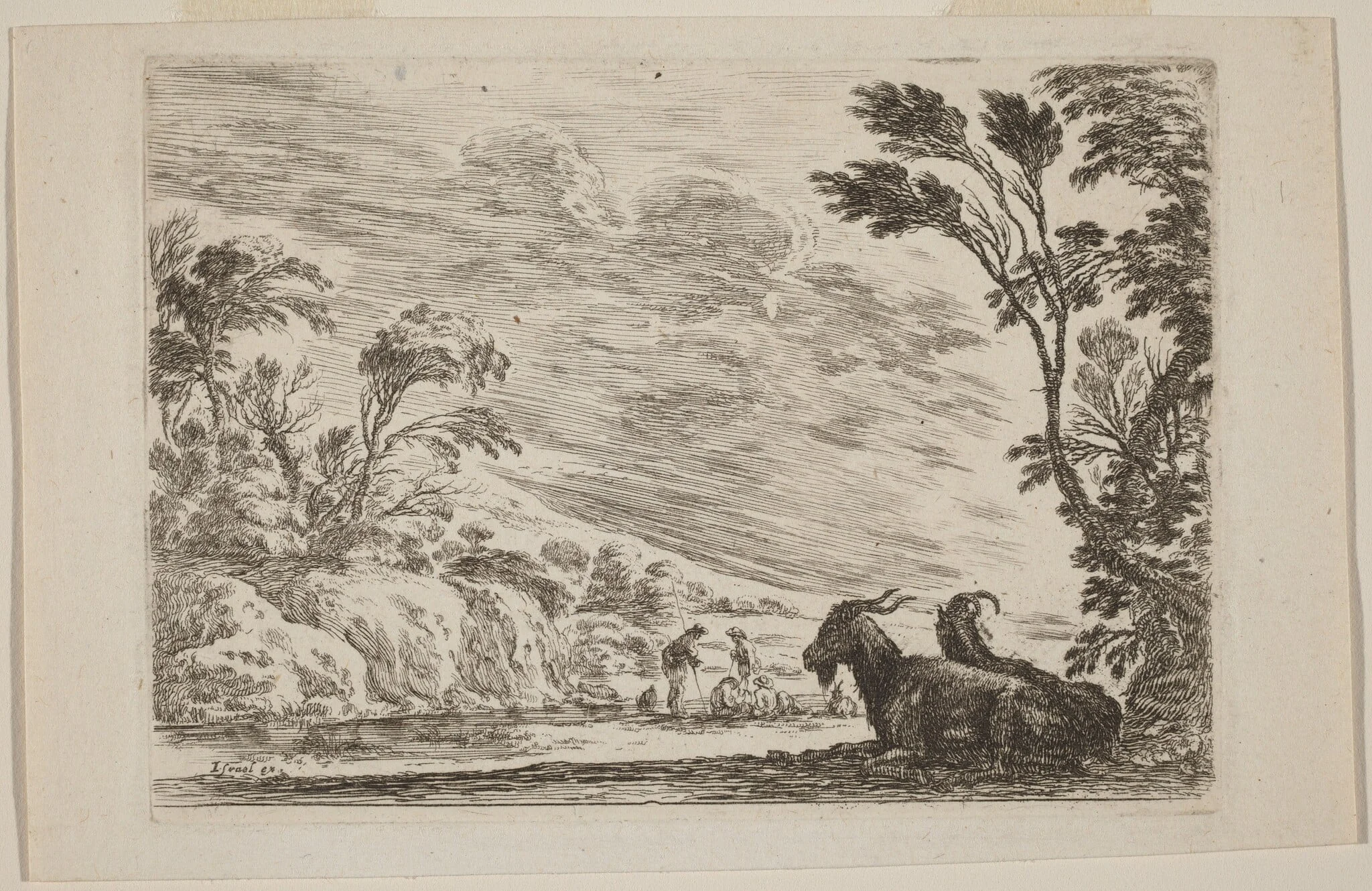 Two Goats Lying Down, detail