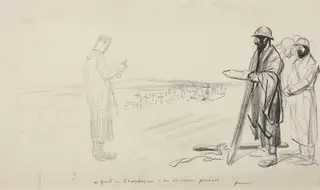 Au front de Champagne - Les dernieres prieres, by Jean-Louis Forain, ink, 1916