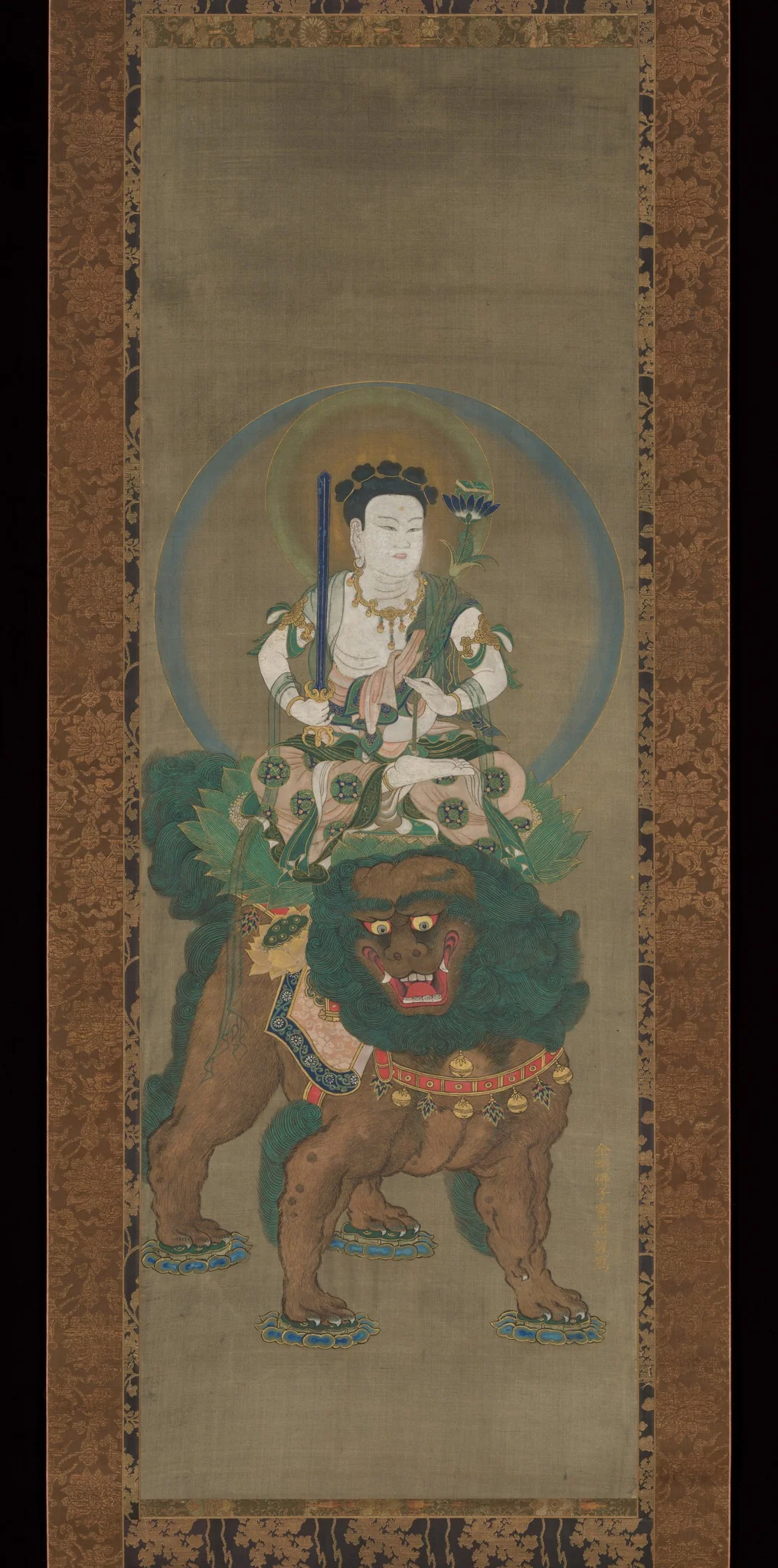The Bodhisattva Five-Topknot Monju (Manjushri) (Gokei Monju Bosatsu zō), detail