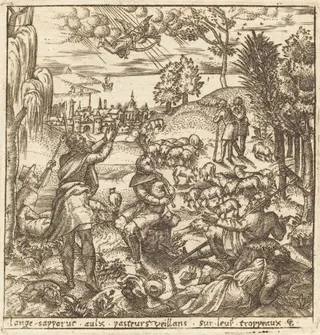 The Annunciation to the Shepherds, by Léonard Gaultier, ink, 1578