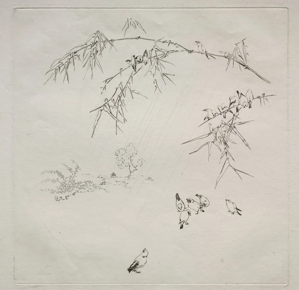 Parisian Service (Haviland service): Rain (no. 10), by Félix Bracquemond, 1875