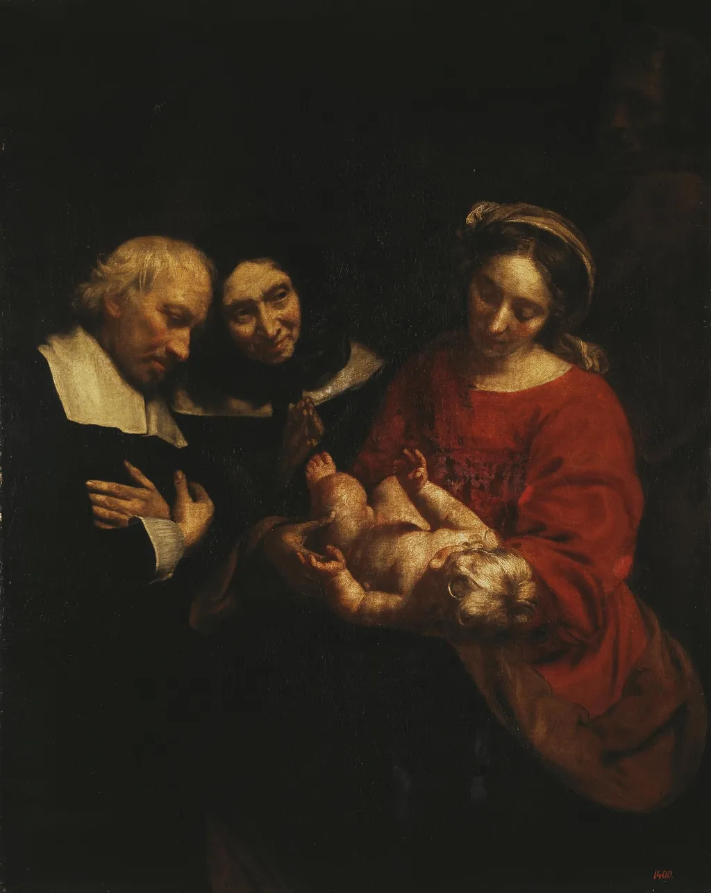 Holy Family with Donors, by Jacob van Oost, oil, 1665