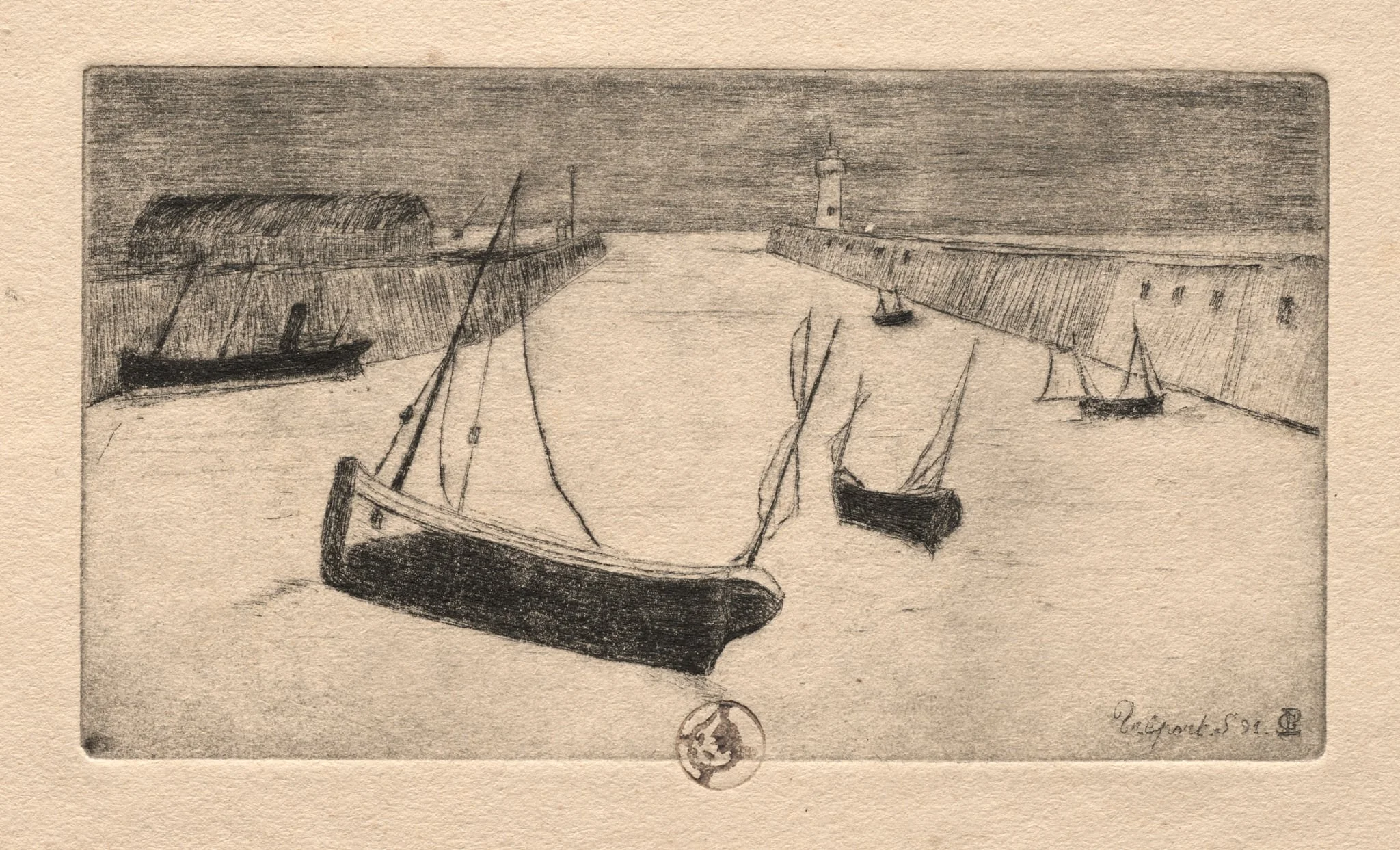 Six Etchings: Tréport, detail