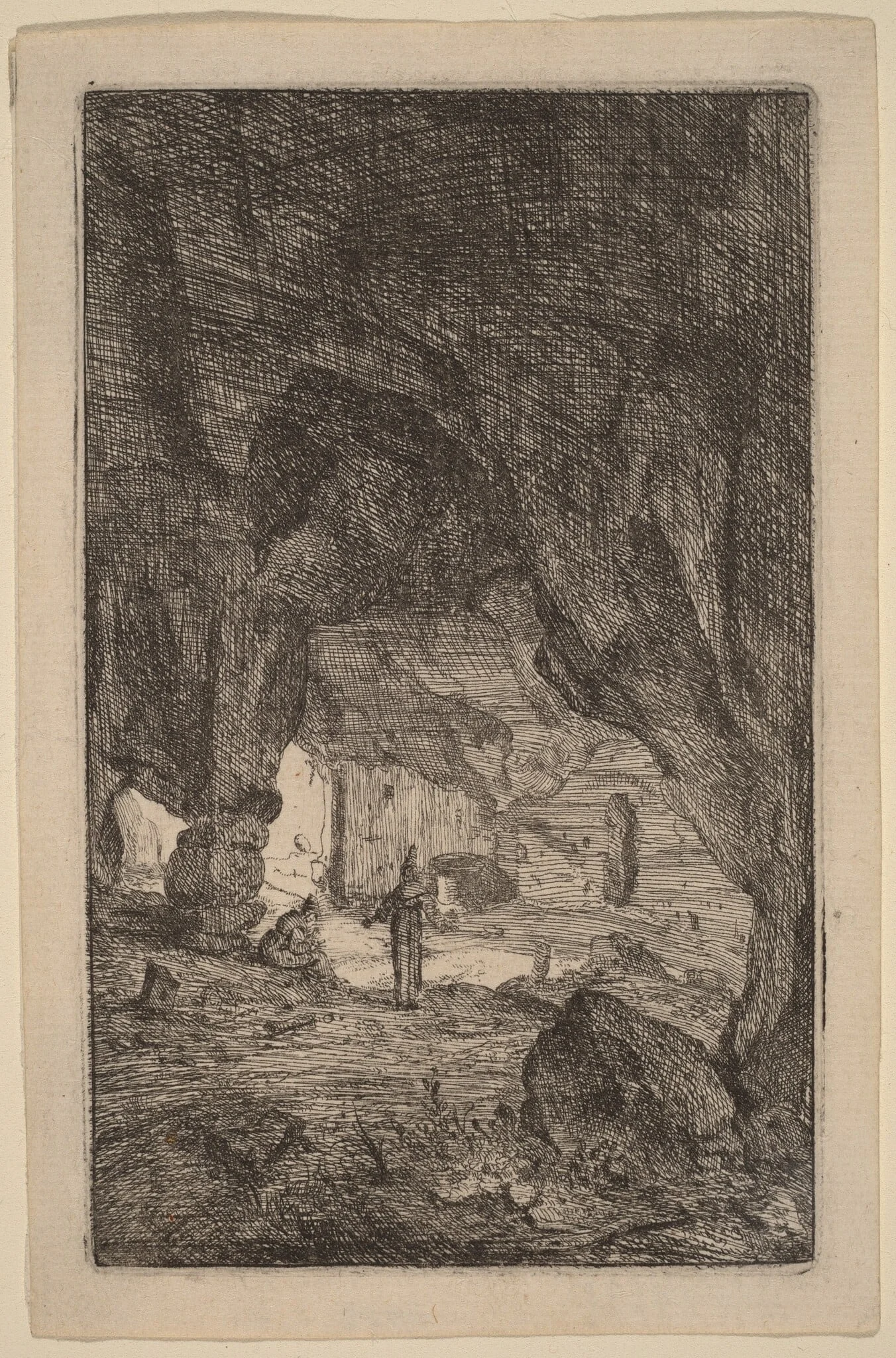 Grotto with Friars, detail