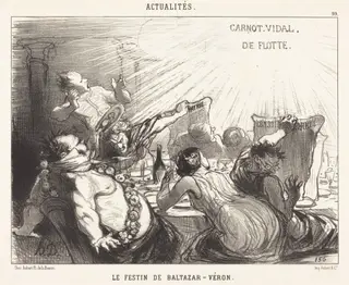 Le Festin de Baltazar-Véron, by Honoré Daumier, ink, 1850