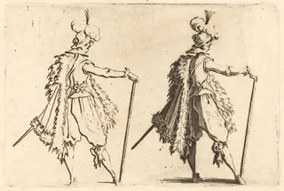 Gentleman with Cane, by Jacques Callot, ink, 1622