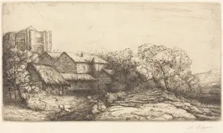 Farm at the Monastery (La ferme de l'abbaye), by Alphonse Legros, ink, 1874