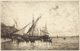 The Port of Monaco, by Adolphe Appian, ink, 1873