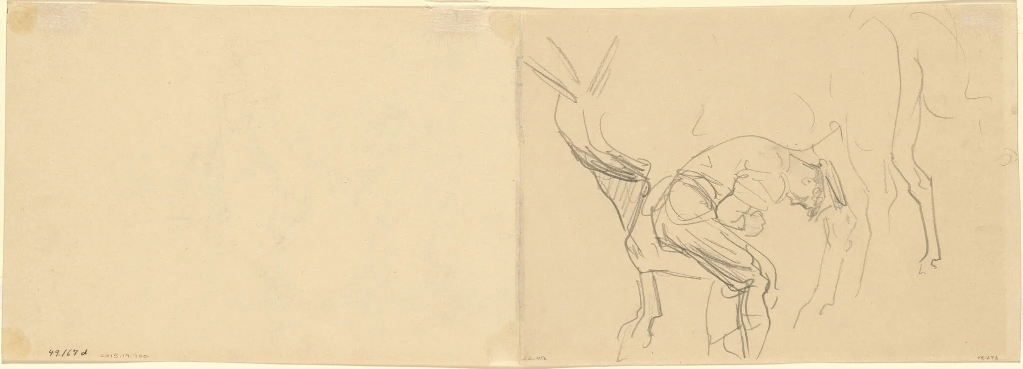 Study for "Shoeing Calvary Horses at the Front" [verso], detail