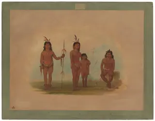 Four Goo-a-give Indians, by George Catlin, oil, 1862