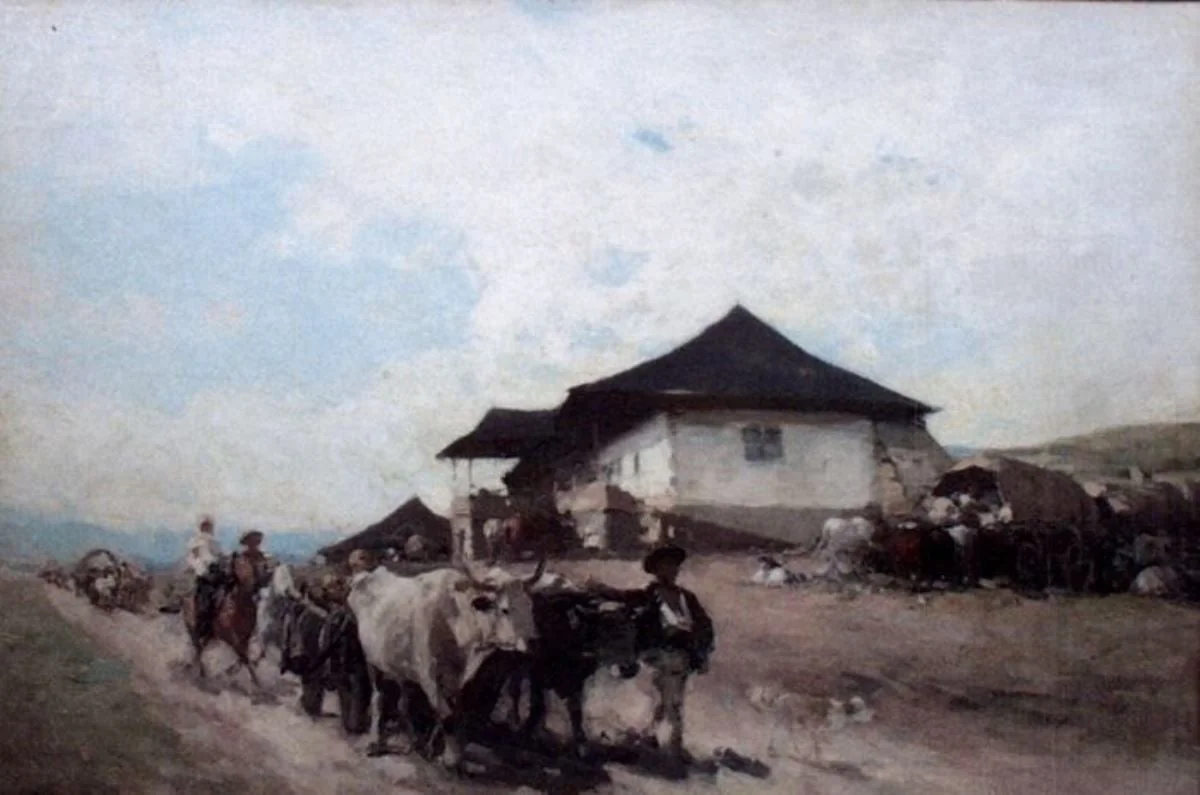 Care cu boi la Orății, detail