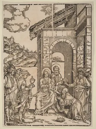 The Adoration of the Magi, by Francesco Denanto, ink, 1522