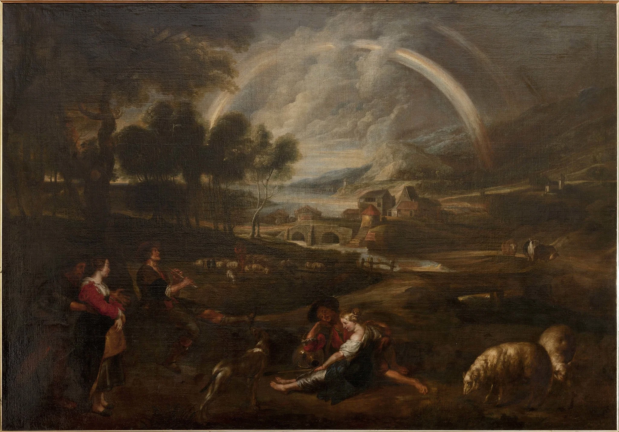 Landscape with a rainbow, detail