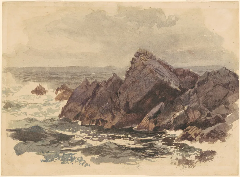 Seascape with Rocks, by William Trost Richards, graphite, 1894