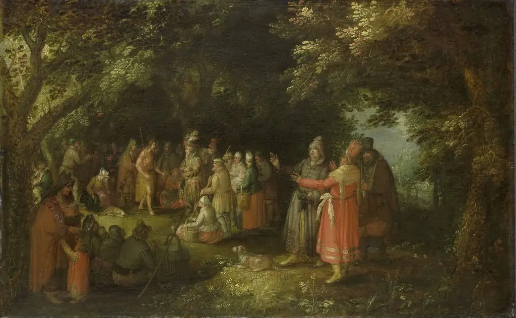 The preaching of St John the Baptist, by David Vinckboons, oil, 1610