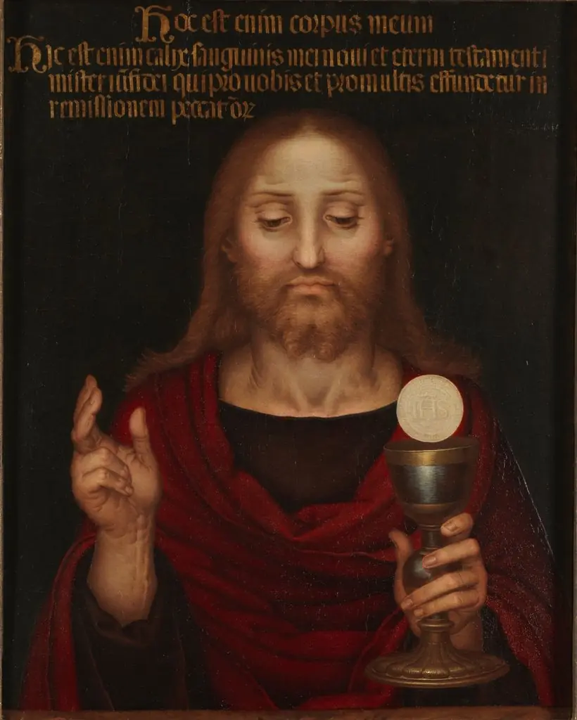 The Eucharistic Christ, by Fernando Yáñez de la Almedina, oil, 1520