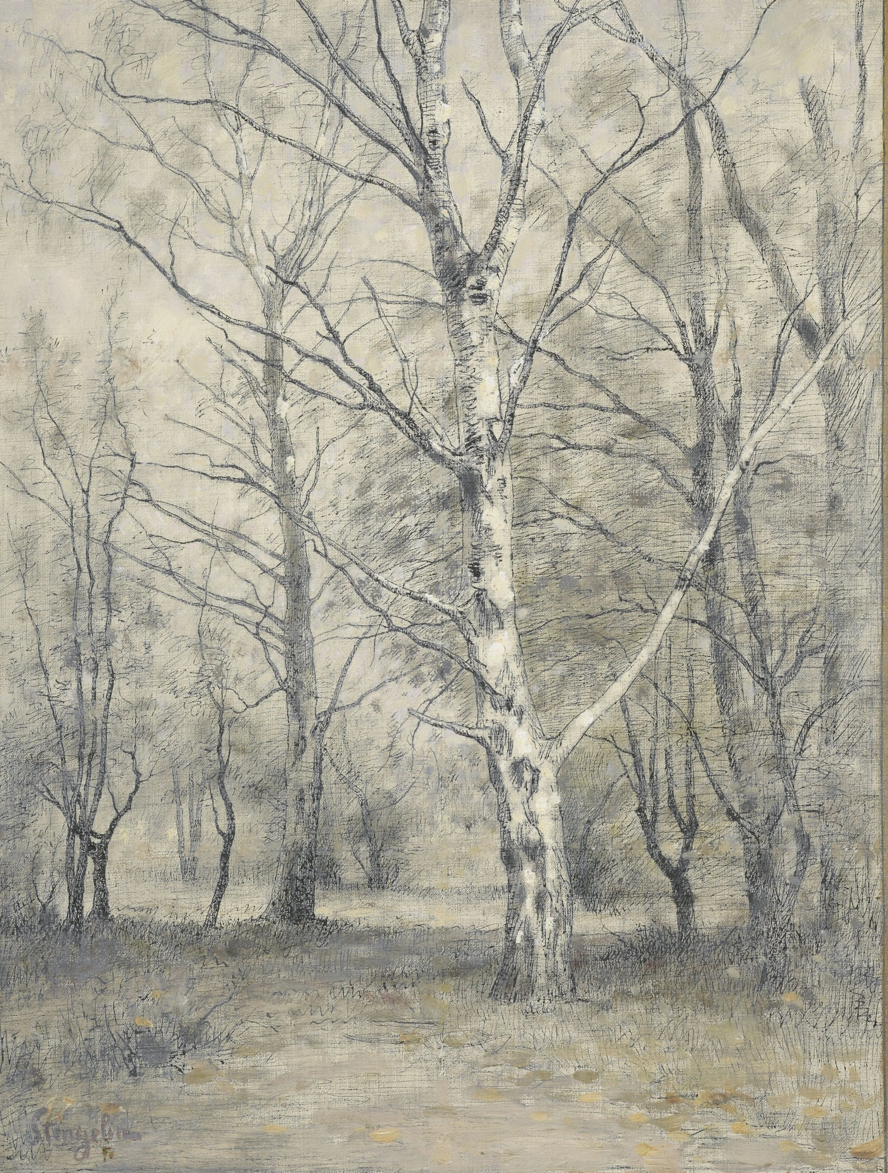 Bos met berkebomen, detail