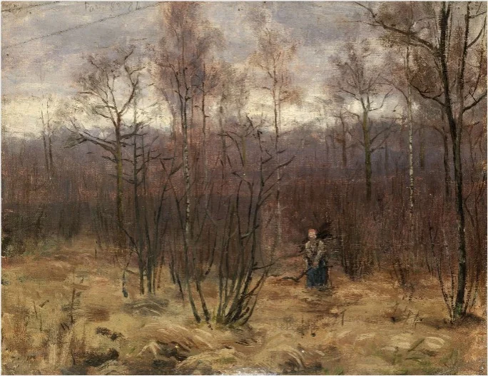 Woman Gathering Sticks, detail
