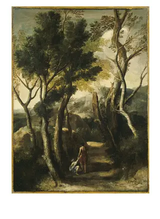 Italian Landscape, by Gaspard Dughet, oil, 1635