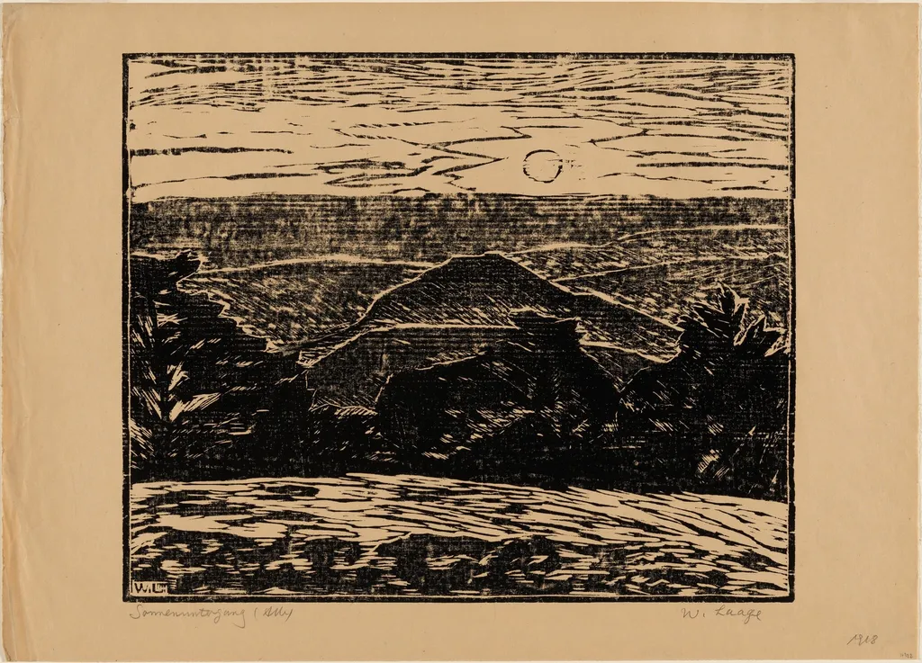 Sonnenuntergang (Alb), by Wilhelm Laage, ink, 1918