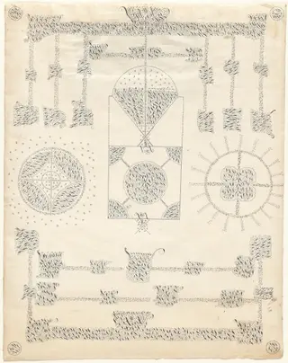 A Sacred Sheet Sent from Holy Mother Wisdom by Her Angel of Many Signs, by Mary Wicks, ink, 1843