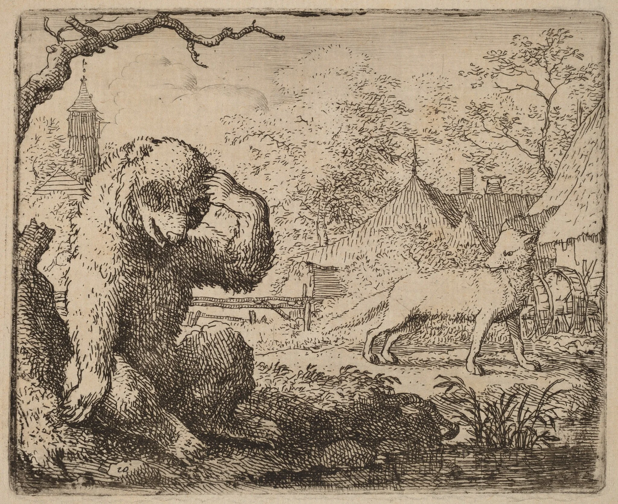 Reynard Mocks the Woeful Bear, detail