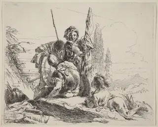 Three Soldiers and a Youth, by Giovanni Battista Tiepolo, ink