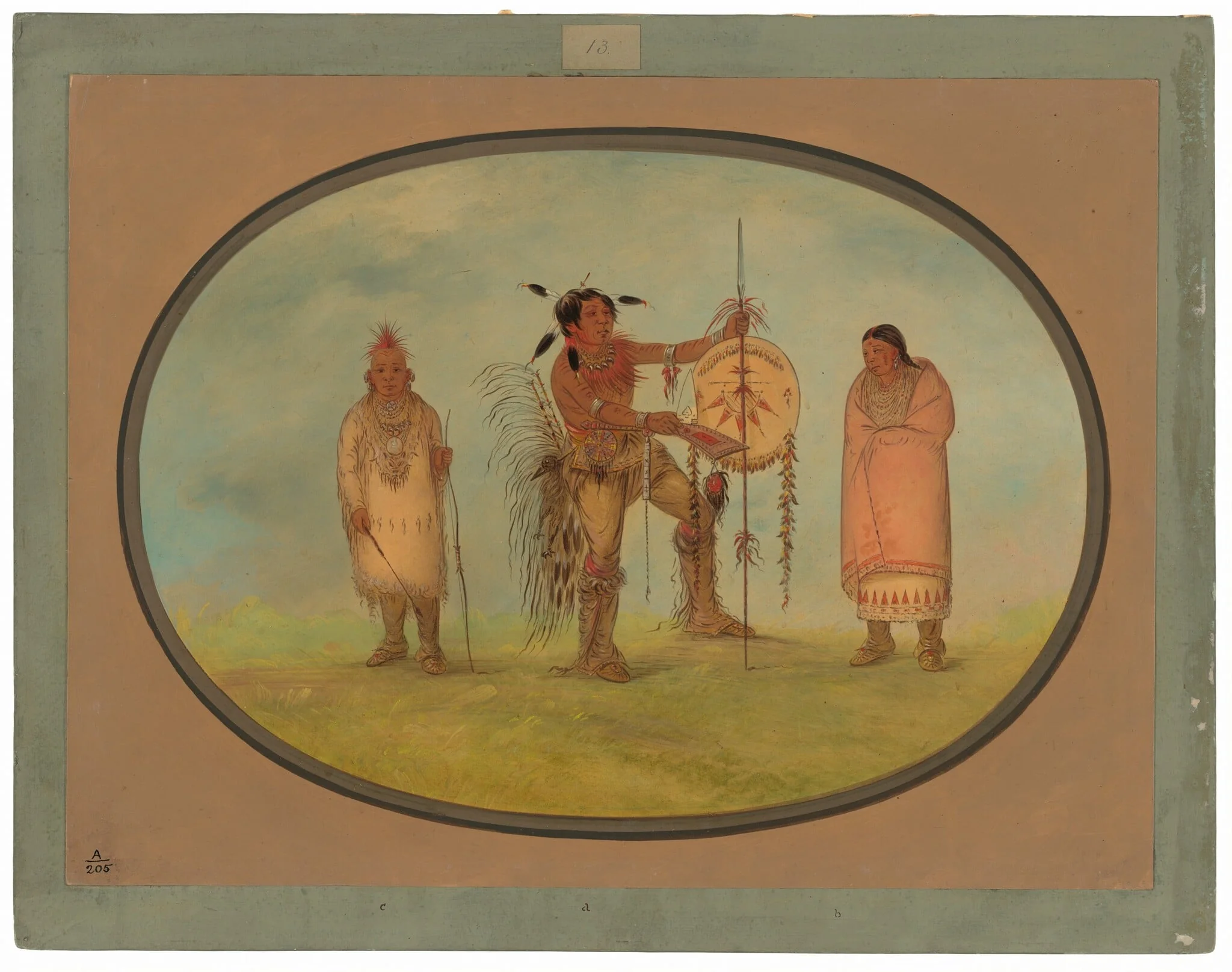 Saukie Warrior, His Wife, and a Boy, detail