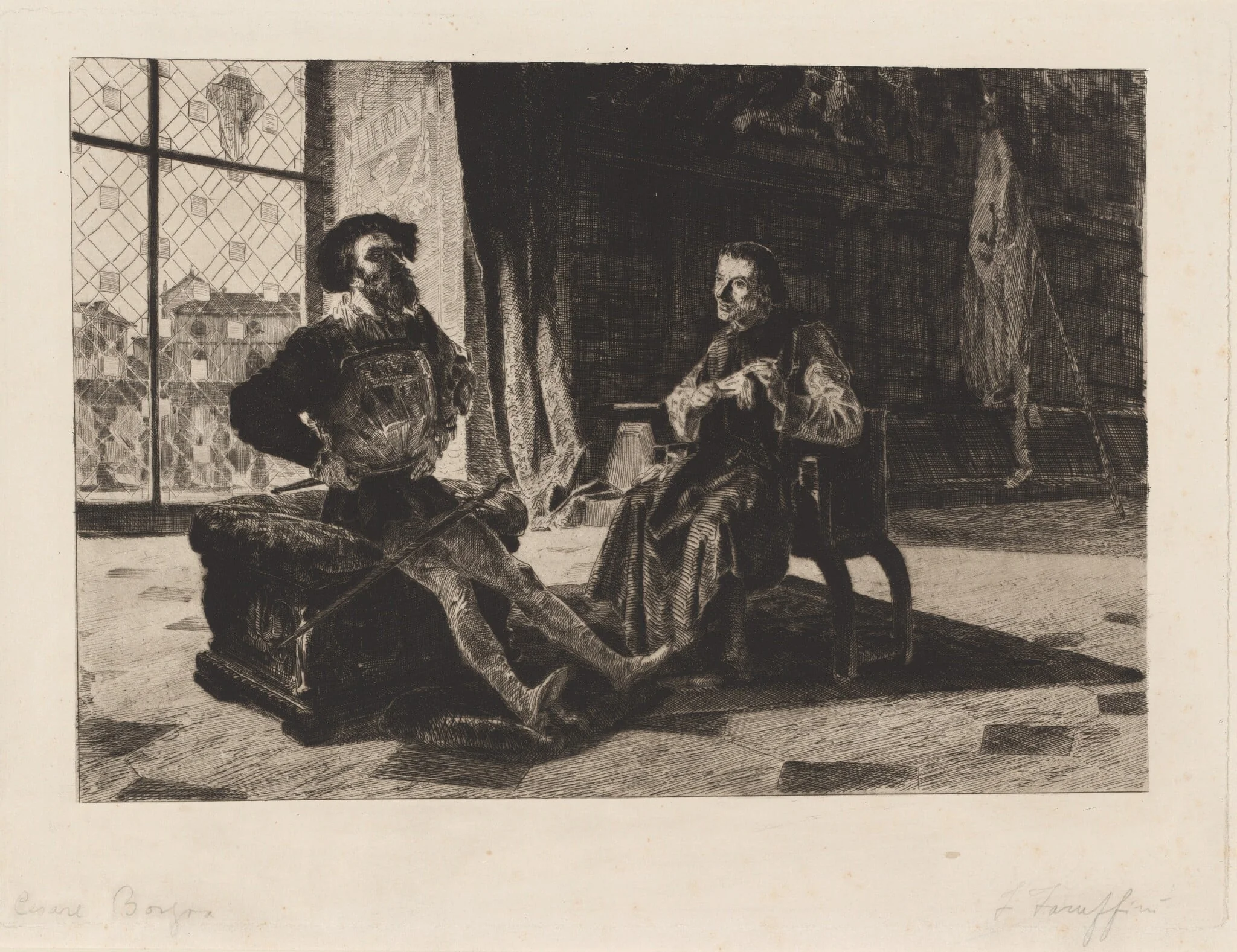 Cesare Borgia and Machiavelli, detail