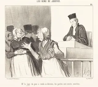 Mr. le Juge de paix a rendu sa décision..., by Honoré Daumier, ink, 1846