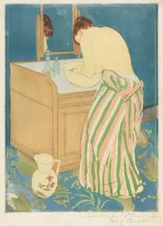 Woman Bathing, by Mary Cassatt, ink, 1890