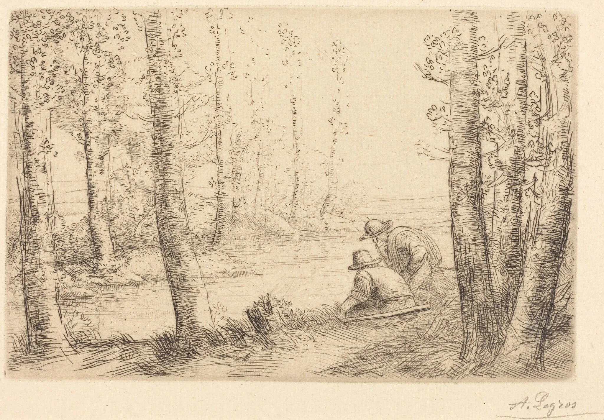 Rest along the Banks of the River (Repos au bord de la riviere), detail