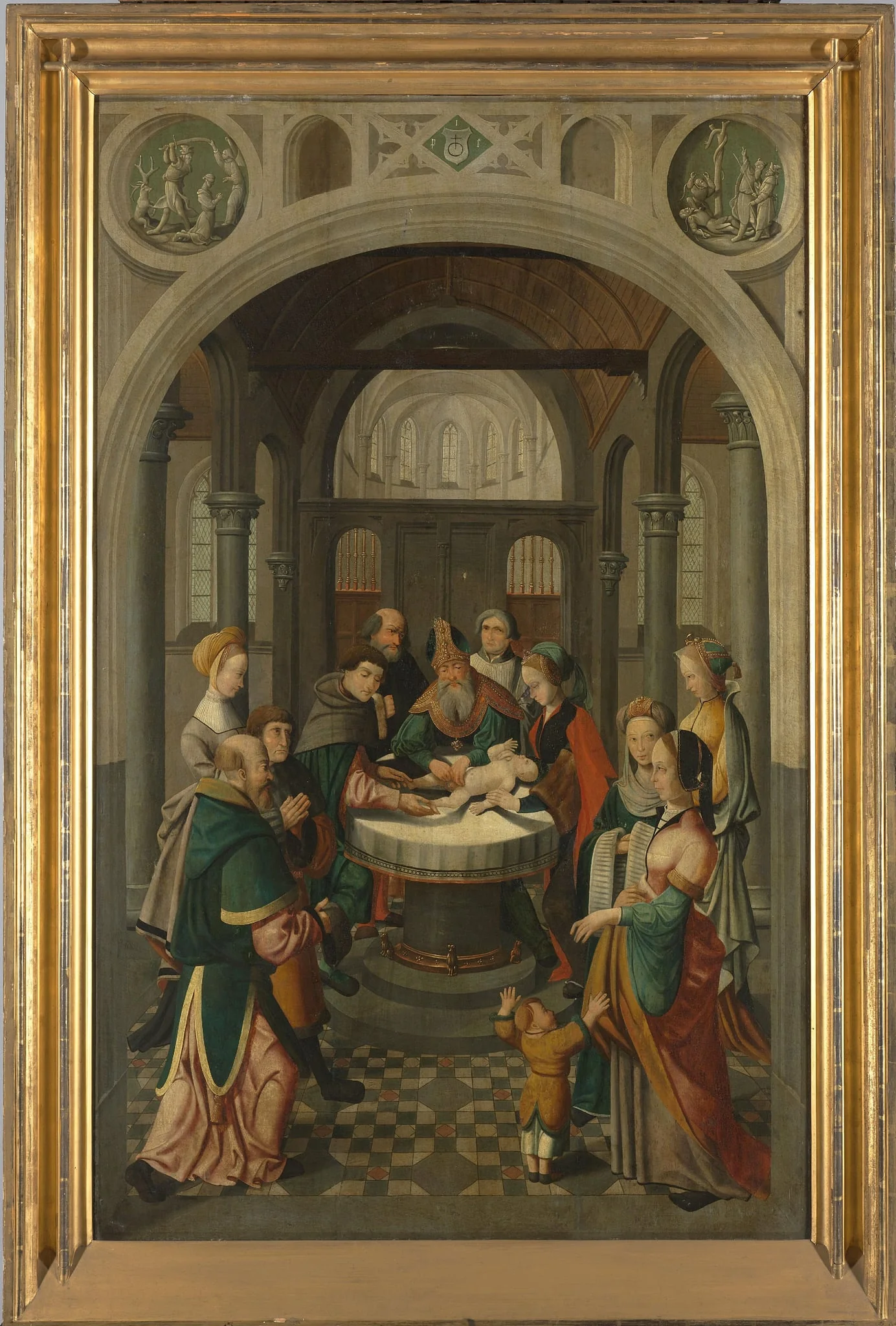 Panel of an Altarpiece with Circumcision of Christ, on verso is Resurrection of Christ, detail