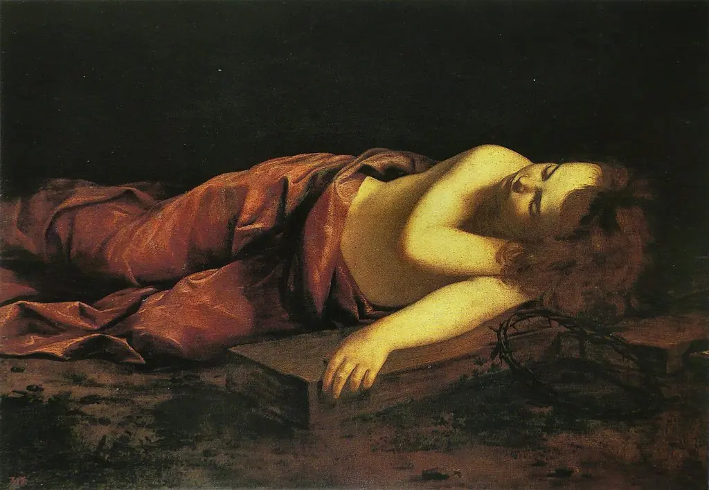 Young Jesus sleeping on the Cross, by Orazio Gentileschi, oil, 1601
