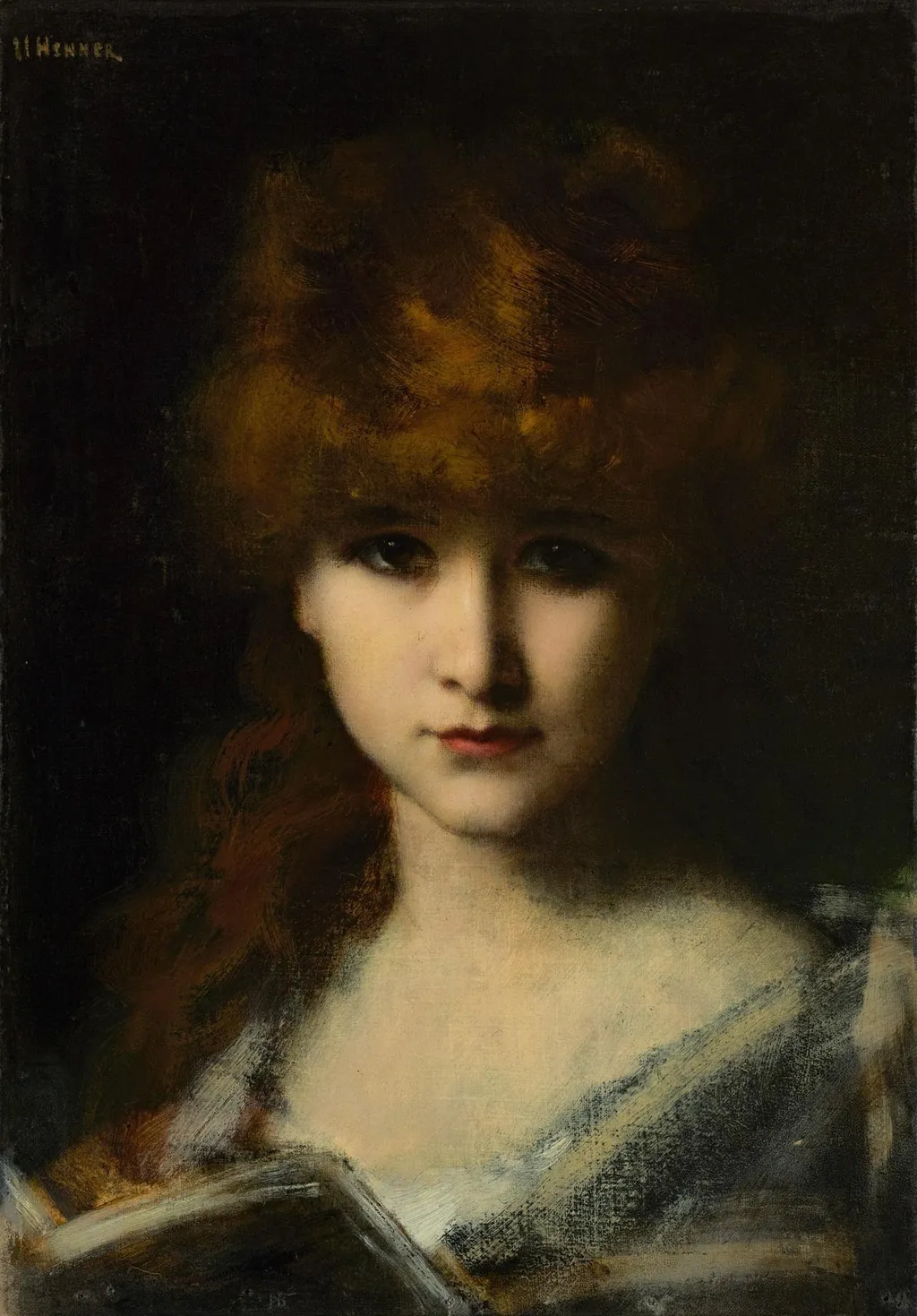 Jeune fille au livre, by Jean-Jacques Henner, oil