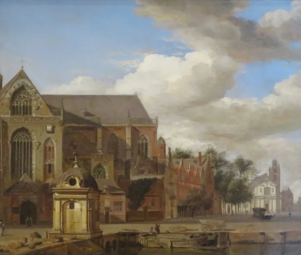 Townscape, by Jan van der Heyden, oil, 1670