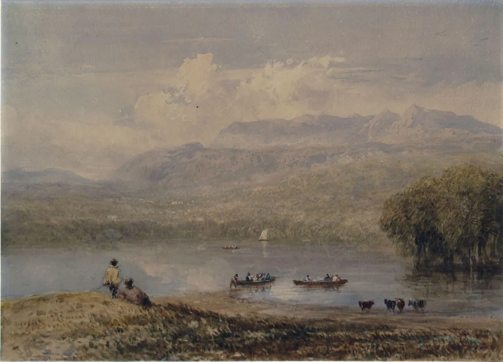 Barmouth Estuary, with Cader Idris in the distance, by David Cox, watercolor, 1800