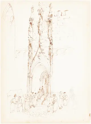 A Gothic Arch, by John Skinner Prout, ink, 1841